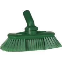 Brosse de lavage aliment&eacute;e en eau et &agrave; angle r&eacute;glable, Soies Doux, Longueur de 9-1/4", Vert Mukwa Safety Services