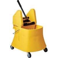 Ensemble de seau pour vadrouille et essoreuse Champ, Pression vers le bas, 7,5 gal. US (30 pintes), Jaune Mukwa Safety Services