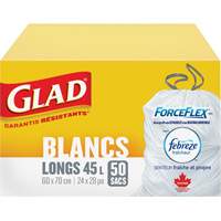 Tall 45L Febreze Garbage Bags, Regular, 24" W x 28" L, White Mukwa Safety Services