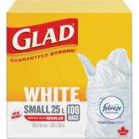 Small 25L Febreze Garbage Bags, Regular, 20" W x 20" L, White Mukwa Safety Services