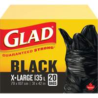 135L Garbage Bags, Regular, 31" W x 42" L, Black Mukwa Safety Services