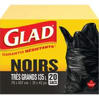 135L Garbage Bags, Regular, 31" W x 42" L, Black Mukwa Safety Services