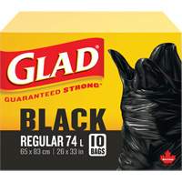 74L Garbage Bags, Regular, 26" W x 33" L, Black Mukwa Safety Services