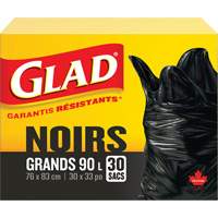 90L Garbage Bags, Regular, 30" W x 33" L, Black Mukwa Safety Services
