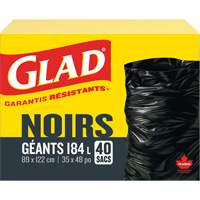184L Garbage Bags, Regular, 35" W x 48" L, Black Mukwa Safety Services