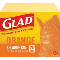 135L Garbage Bags, Regular, 31" W x 42" L, Orange Mukwa Safety Services