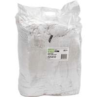 Recycled Material Wiping Rags, Cotton, White, 25 lbs. Mukwa Safety Services