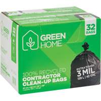 Green Home Garbage Bags, Strong, 33" W x 48" L, 3 mils, Black, 159 L (42 Gal.) Capacity Mukwa Safety Services