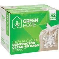 Green Home Garbage Bags, Strong, 33" W x 48" L, 3 mils, Clear, 159 L (42 Gal.) Capacity Mukwa Safety Services