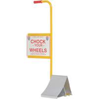 Wheel Chock with Handle & Sign, 7" W x 11-7/8" D x 7-11/16" H Mukwa Safety Services