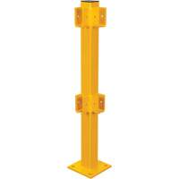 Corner Post for Light-Duty Guard Rails, Steel, 42" H, Safety Yellow Mukwa Safety Services