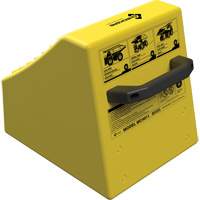 Cale de roue ultra-robuste pour l'exploitation mini&egrave;re Checkers Safety sans support, PEHD, Jaune, 14-1/2" la x 17-1/2" p x 16" h Mukwa Safety Services