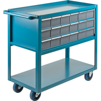 Chariot &agrave; tablette avec tiroir, 1200 lb Capacit&eacute;, Acier, 18" x la, 35" x ha, 36" p, Roues en Caoutchouc, Enti&egrave;rement soud&eacute;, 18 tirroirs Mukwa Safety Services