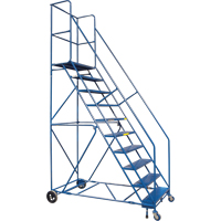 CSA-Certified Rolling Step Ladder with Locking Step, 10 Steps, 30" Step Width, 89" Platform Height, Steel Mukwa Safety Services