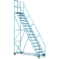 CSA-Certified Rolling Step Ladder with Locking Step, 16 Steps, 30" Step Width, 144" Platform Height, Steel Mukwa Safety Services
