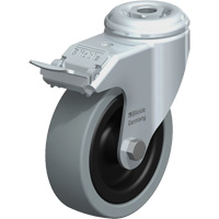 Light-Duty Caster, Swivel with Brake, 4" (101.6 mm), Solid Rubber, 242 lbs. (110 kg.) Mukwa Safety Services