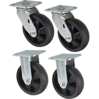 Caster Set, Rigid/Swivel, 6" (152.4 mm), Nylon, 2400 lbs. (1089 kg.) Mukwa Safety Services