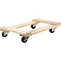 Wood Dollies - Medium-Duty, Polyolefin Wheels, 900 lbs. Capacity, 18" W x 30" D x 7" H Mukwa Safety Services