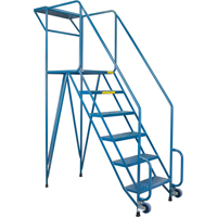 Mechanics/Maintenance Rolling Ladder, Steel, 6 Steps, 57" Platform Height Mukwa Safety Services