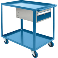 Chariots &agrave; tablettes avec tiroir, 1200 lb Capacit&eacute;, Acier, 24" x la, 36" x ha, 39" p, Roues en Caoutchouc, Enti&egrave;rement soud&eacute;, 1 tirroirs Mukwa Safety Services