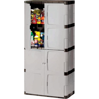 Heavy-Duty Cabinets, Plastic, 3 Shelves, 72" H x 36" W x 18" D, Mica and Charcoal Mukwa Safety Services