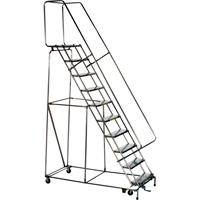 Lockstep Rolling Ladders, 5 Steps, 24" Step Width, 50" Platform Height, Stainless Steel Mukwa Safety Services