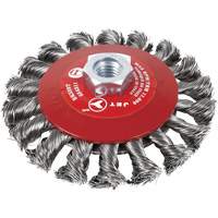 Knot Twisted Conical Bevel Brush, 6" Dia., 0.02" Fill, 5/8"-11 Arbor, Steel Mukwa Safety Services