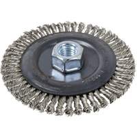 Stringer Bead Brush, 4" Dia., 0.022" Fill, 5/8"-11 Arbor, Stainless Steel Mukwa Safety Services