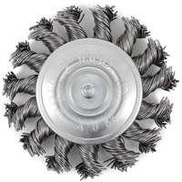 Shaft Mounted Knot Twisted Radial Brush, 3" Dia., 0.02" Fill, 1/4" Arbor, Stainless Steel Mukwa Safety Services