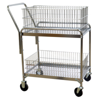 Chariot de bureau en treillis m&eacute;tallique pour le courrier, 200 lb Capacit&eacute;, Chrome, 20" p x 33" la x 37-1/2" h, Chrom&eacute; Mukwa Safety Services