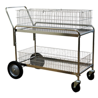 Chariot de bureau en treillis m&eacute;tallique pour le courrier, 250 lb Capacit&eacute;, Chrome, 23-3/4" p x 43" la x 38-1/2" h, Chrom&eacute; Mukwa Safety Services