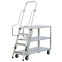 Chariot de pr&eacute;paration en aluminium avec &eacute;chelle, Aluminium, 22" la x 51-1/2" p, 3 tablettes, Capacit&eacute; 800 lb Mukwa Safety Services