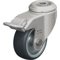 Roulette en &eacute;lastom&egrave;re thermoplastique acier inoxydable, Pivotant avec frein, Diam&egrave;tre 3-1/8" (79,5 mm), Capacit&eacute; 220 lb (100 kg) Mukwa Safety Services