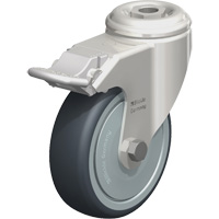 Roulette en &eacute;lastom&egrave;re thermoplastique acier inoxydable, Pivotant avec frein, Diam&egrave;tre 4" (102 mm), Capacit&eacute; 240 lb (108 kg) Mukwa Safety Services