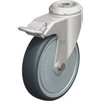 Stainless Steel Thermoplastic Elastomer Caster, Swivel with Brake, 5" (127 mm) Dia., 265 lbs. (120 kg.) Capacity Mukwa Safety Services