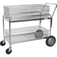 Chariot de bureau en treillis m&eacute;tallique pour le courrier, 250 lb Capacit&eacute;, Chrome, 23" p x 42" la x 38" h, Chrom&eacute; Mukwa Safety Services
