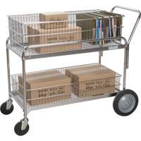 Chariot de bureau en treillis m&eacute;tallique pour le courrier, 250 lb Capacit&eacute;, Chrome, 23" p x 42" la x 38" h, Chrom&eacute; Mukwa Safety Services