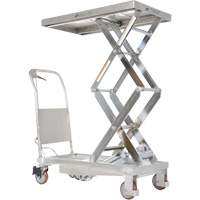Manual Hydraulic Scissor Lift Table, 35-1/2" L x 20" W, Partial Stainless Steel, 800 lbs. Capacity Mukwa Safety Services