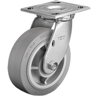 Plate Caster, Swivel, 4" (101.6 mm), Rubber, 225 lbs. (102 kg.) Mukwa Safety Services