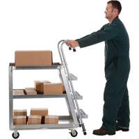 Chariot de pr&eacute;l&egrave;vement de stock, Aluminium, 21-7/8" la x 40" p, 3 tablettes, Capacit&eacute; 660 lb Mukwa Safety Services