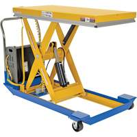 Table &eacute;l&eacute;vatrice aliment&eacute;e c. c. et manuelle &agrave; ciseaux, Acier, 48" lo x 24" la, Capacit&eacute; 1000 lb Mukwa Safety Services