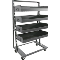 Chariot &agrave; cadre en A robuste &agrave; un c&ocirc;t&eacute; avec 4 grands plateaux &agrave; rebord, 38" x 25" x 63", Capacit&eacute; 2500 lb Mukwa Safety Services