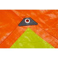 B&acirc;che tiss&eacute;e robuste haute visibilit&eacute;, Poly&eacute;thyl&egrave;ne, Vert/Orange, 16' x 20' x 12 mils Mukwa Safety Services
