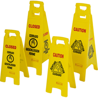 Wet Floor Safety Signs, Quadrilingual with Pictogram Mukwa Safety Services