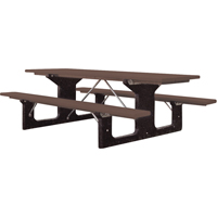 Recycled Plastic Picnic Tables, 6' L x 61-1/2" W, Brown Mukwa Safety Services