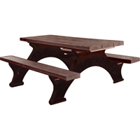 Recycled Plastic Picnic Tables, 8' L x 61-1/2" W, Brown Mukwa Safety Services
