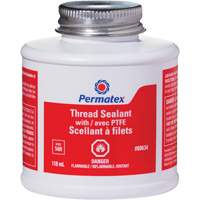Thread Sealant with PTFE, Brush Top Bottle, 118 ml, -54°C - 150°C/-65°F - 300°F Mukwa Safety Services