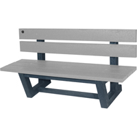 Outdoor Park Benches, Recycled Plastic, 60" L x 17" W x 17" H, Grey Mukwa Safety Services