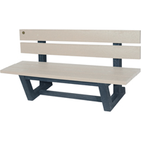 Outdoor Park Benches, Recycled Plastic, 60" L x 22-13/16" W x 29-13/16" H, Sand Mukwa Safety Services