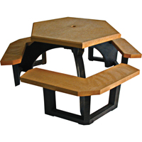 Tables de pique-nique hexagonales en plastique recycl&eacute;, 78" lo x 78" la, C&egrave;dre Mukwa Safety Services